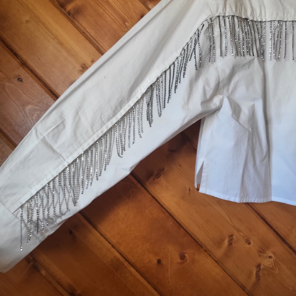 French connection sparkle tassel shirt